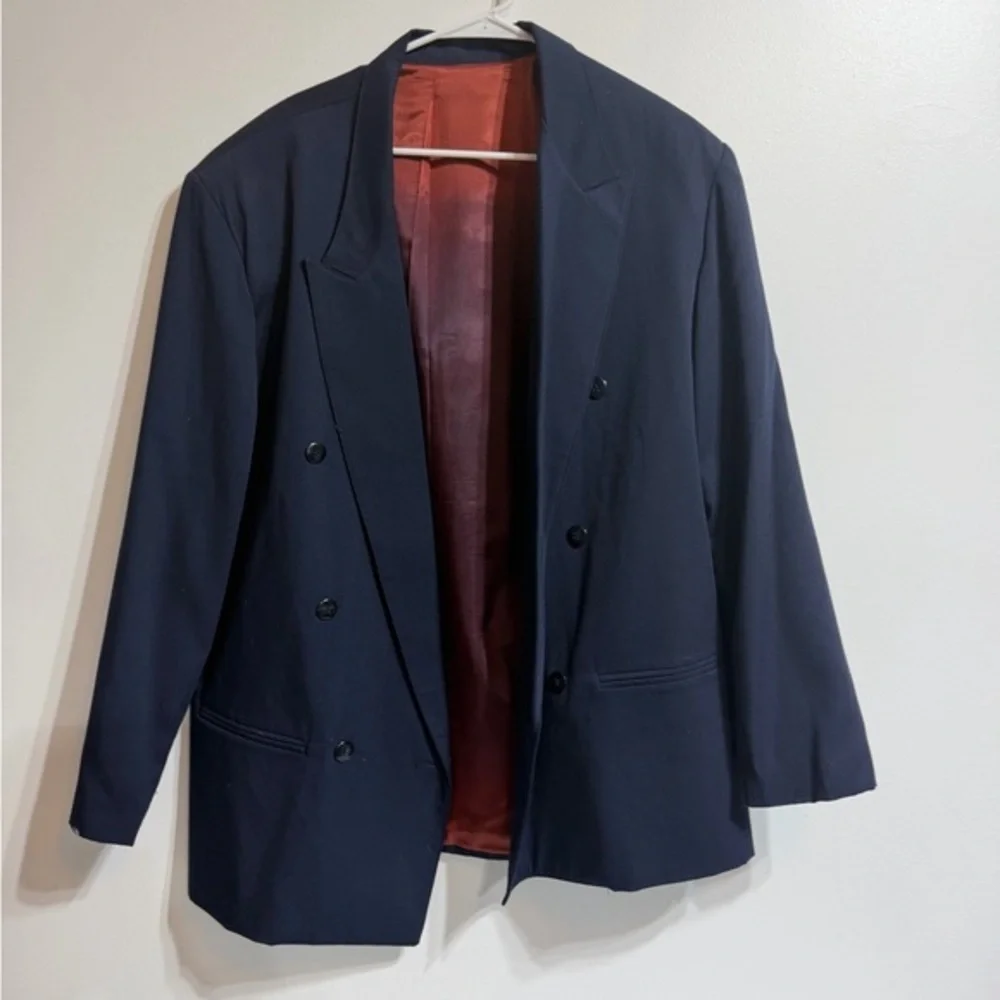 Vintage City Streets Men's Double Breasted Blazer Size 42 Navy Blue Made in USA